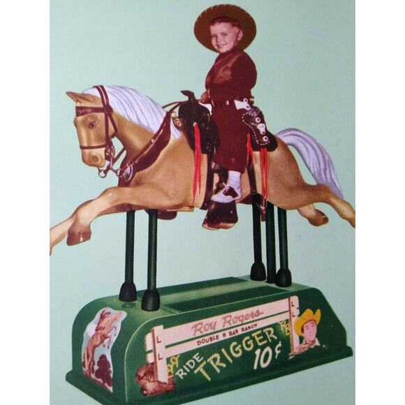 Roy Rogers Trigger Kiddie Ride Flyer Original Art Print Horse Western Cowboy '54 - Picture 1 of 5